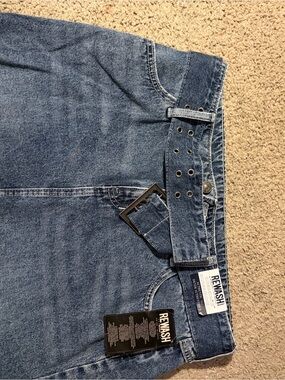 Rewash Denim Skirt with Built-In Belt in Blue
